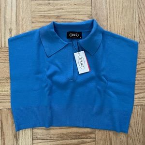 CIDER Blue Polo Crop Top Sweater - Brand New!